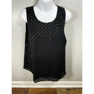 J. Crew Peplum Top Black/gold  Back Tank Flowy Size Large